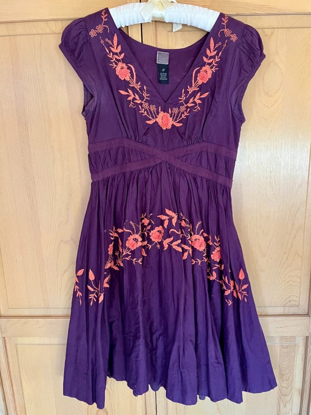 Embrodiered plum colored summer dress